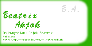 beatrix apjok business card